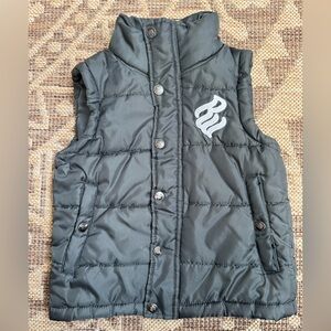 ROCAWEAR RW Classic Gray Puffer Vest Boys 4 Logo Snaps Pockets GC
